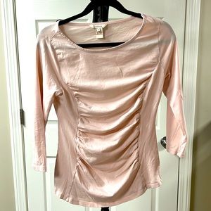 Sundance cotton 3/4 sleeve ruched top.